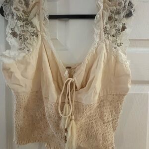 Free people corset top puff sleeves